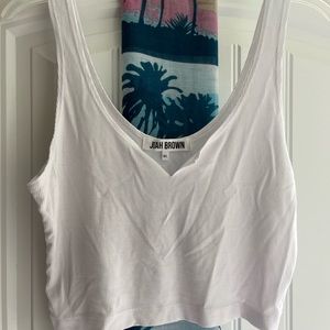 JOAH BROWN RIBBED CROPPED TANK TOP NWOT COLOR:WHITE